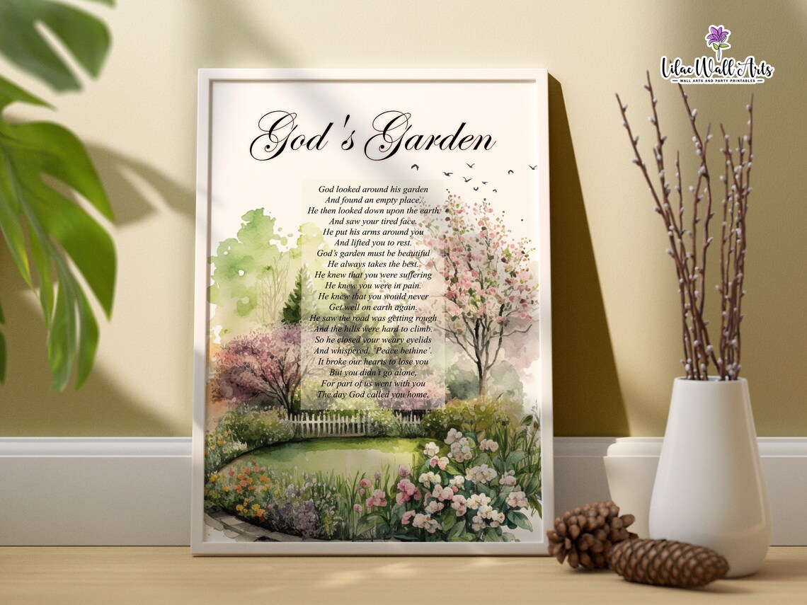 Gods Garden Memorial Poem, Religious Art Print