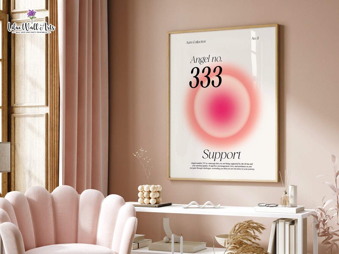 Angel Number 333 Support Pink Aura Spiritual Guidance Quote Poster - Image 3