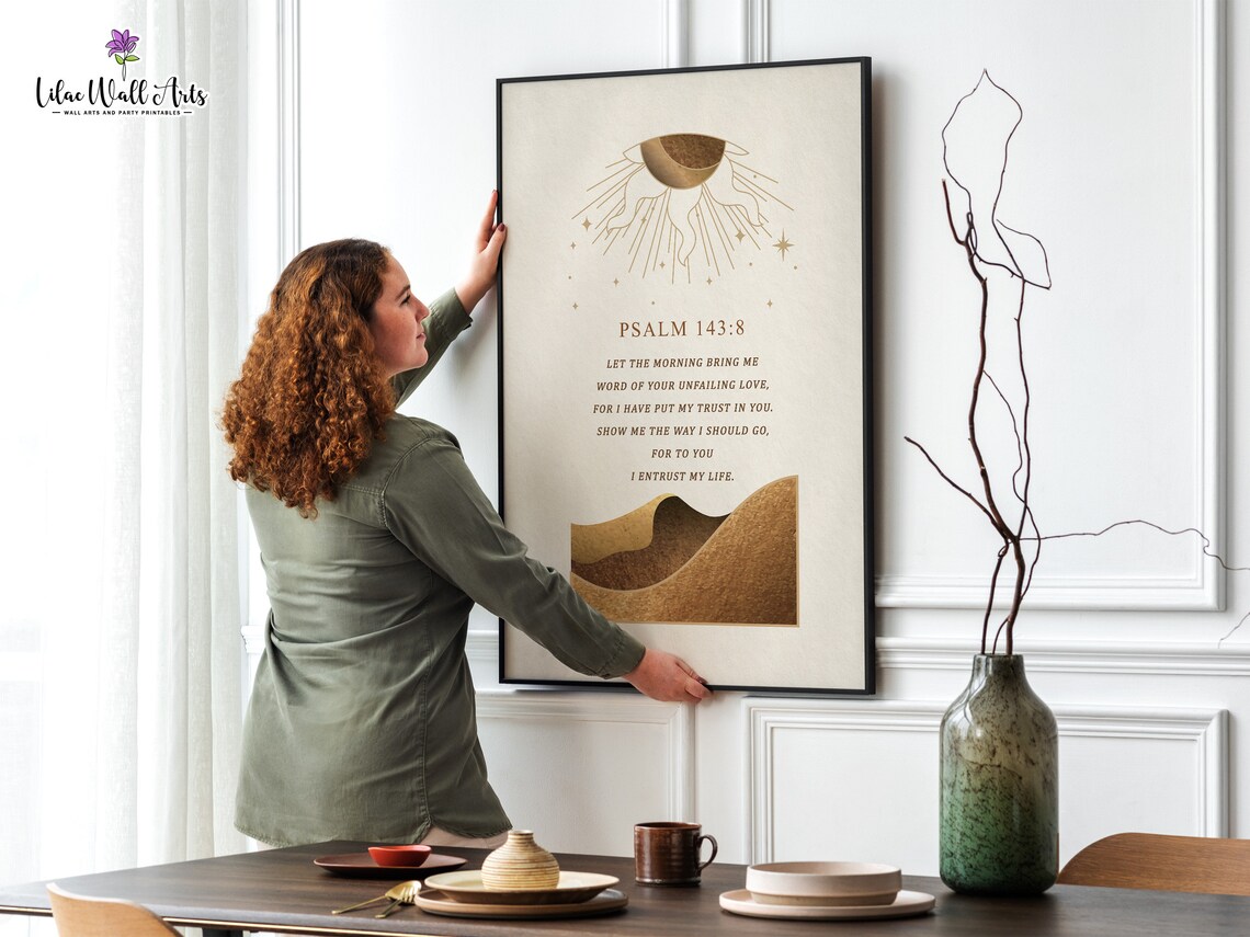Psalm 1438 Morning Sun Golden Desert Minimalist Faith Art Poster - Image 3