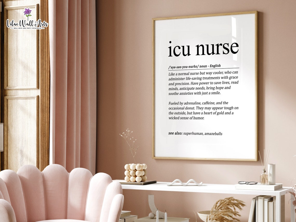 ICU Nurse Definition Funny Critical Care Superhero Gift Wall Print - Image 4
