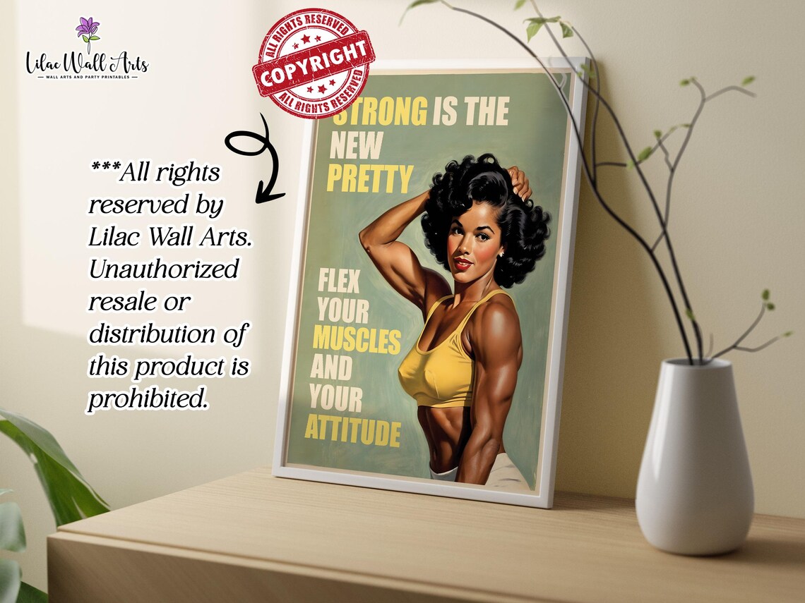 Female Bodybuilding Retro Gym Art Print, 50s Style - Image 3