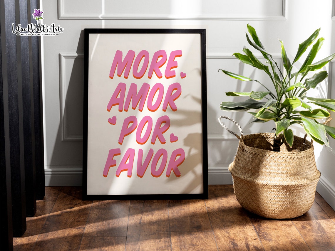 More Amor Por Favor Bold Pink Typography Maximalist Wall Poster - Image 3