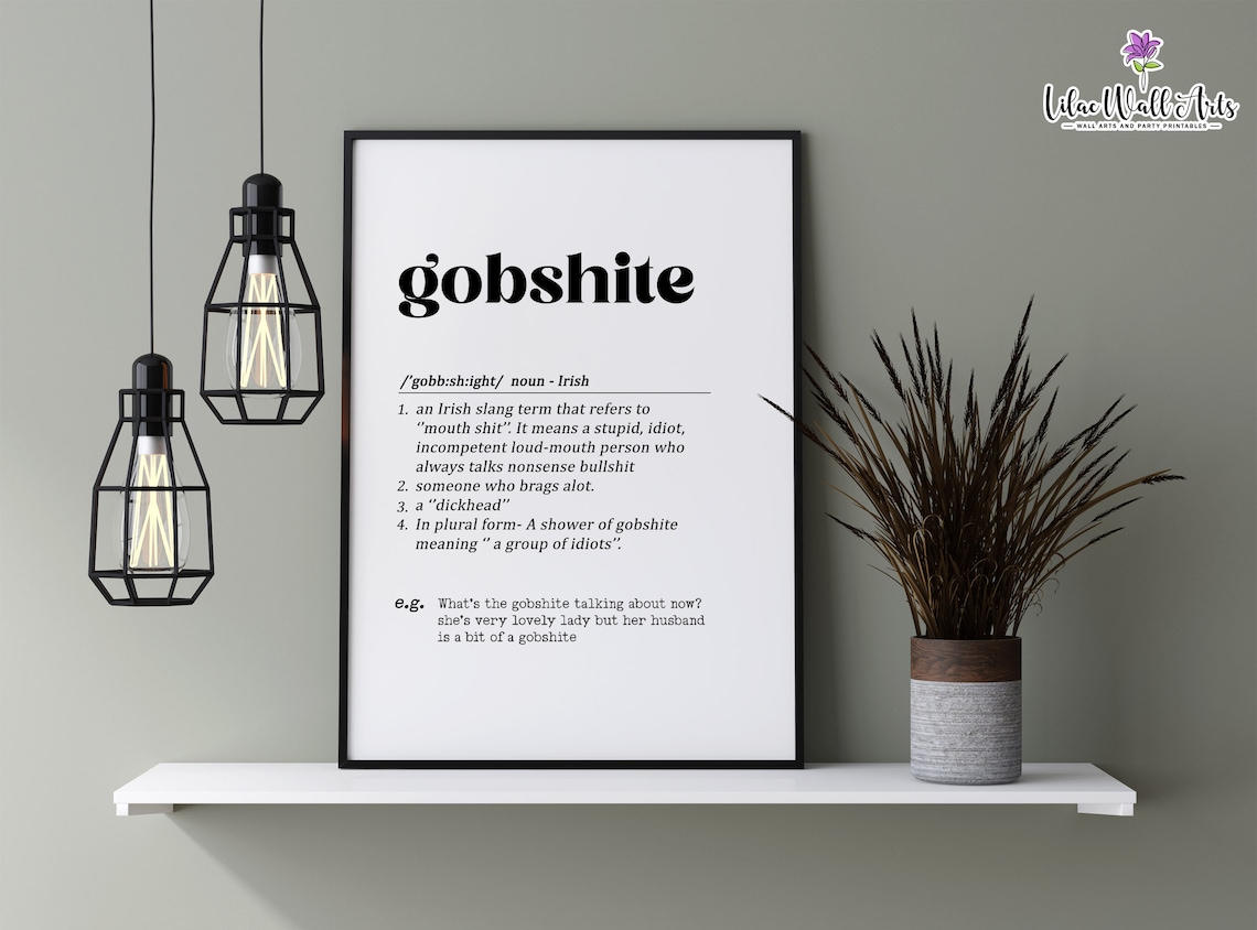Gobshite Irish Slang Definition Funny Ireland Dictionary Art Poster