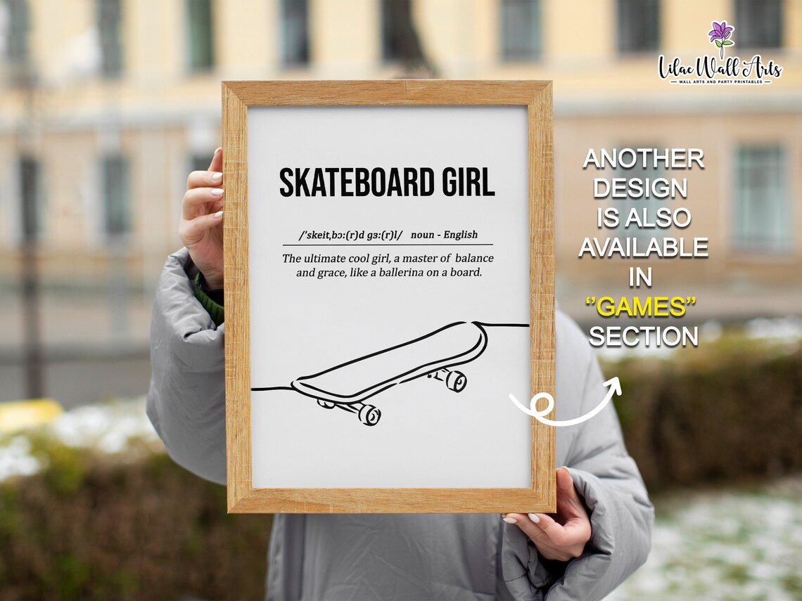 Skateboard Girl Definition Art Print, Teen Decor - Image 4