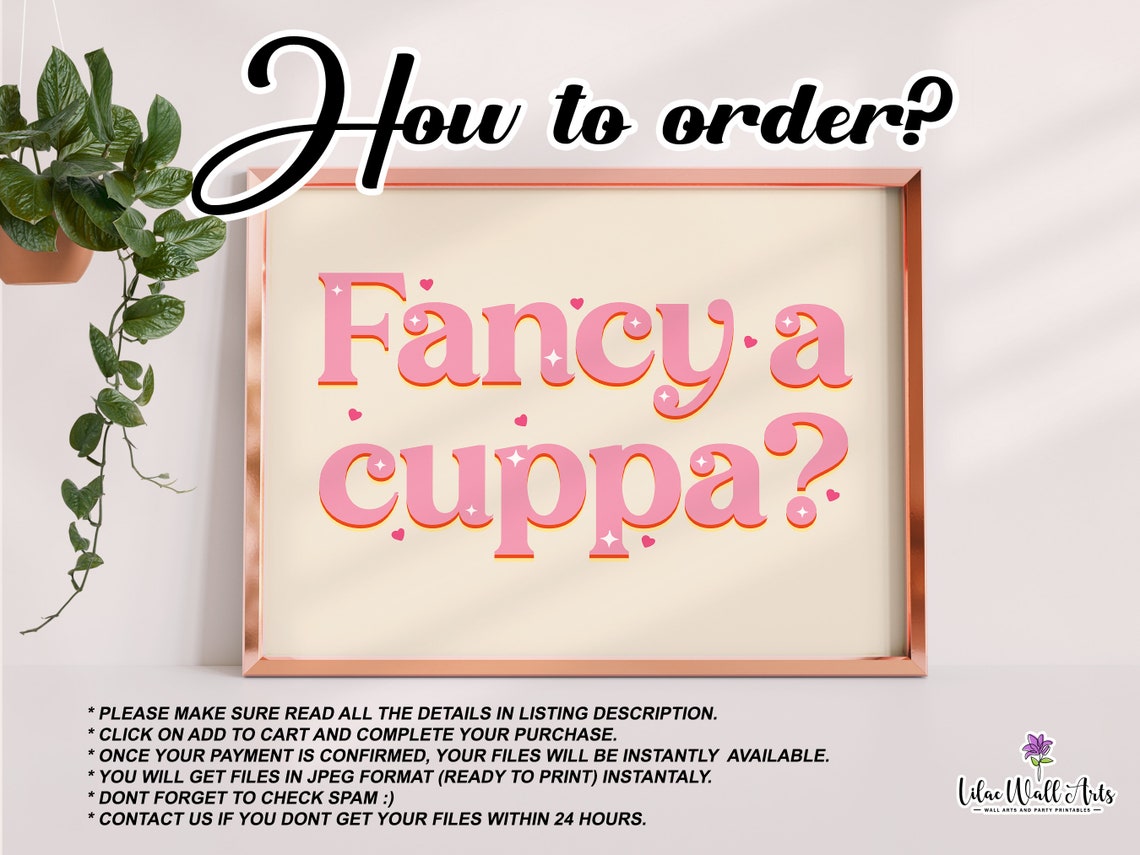 Fancy A Cuppa Retro Pink Kitchen Quote Tea Lover Wall Decor Poster - Image 4