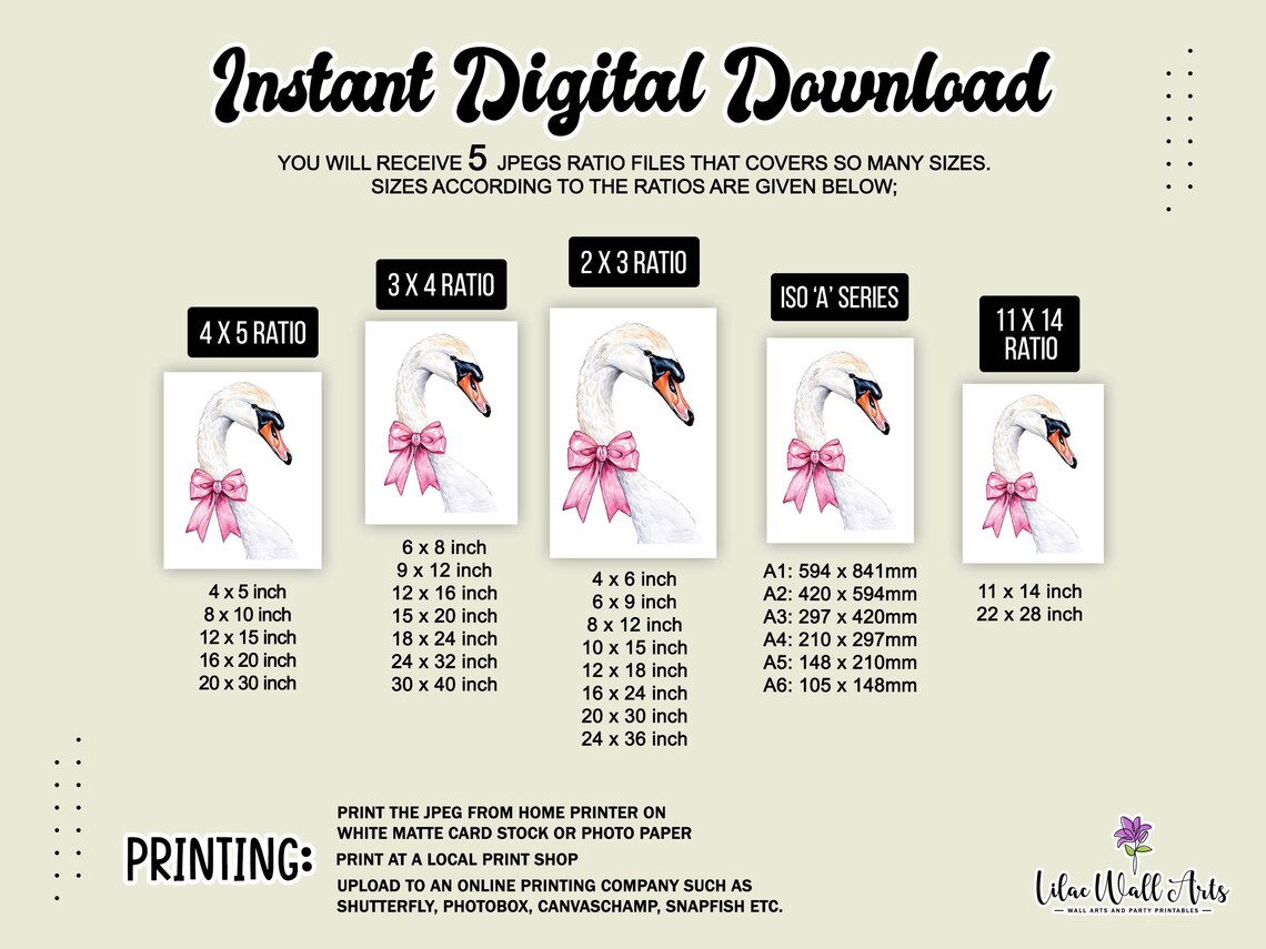 Swan Head Pink Bow Watercolor Poster Coquette Swan Art Girl Decor - Image 5