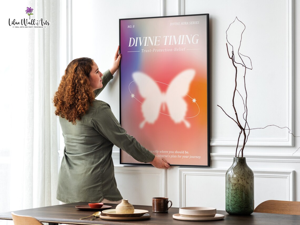 Divine Timing Butterfly Aura Trust Protection Belief Spiritual Poster - Image 2