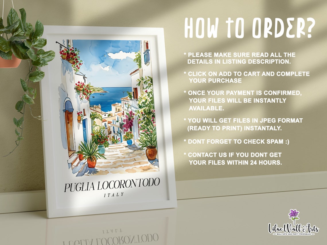 Apulia Italy Prints Sicily Italy Painting Italy Gift Italy Wall Art Travel Poster Sicily Art Travel Lovers Italian Poster Italian Village - Image 3