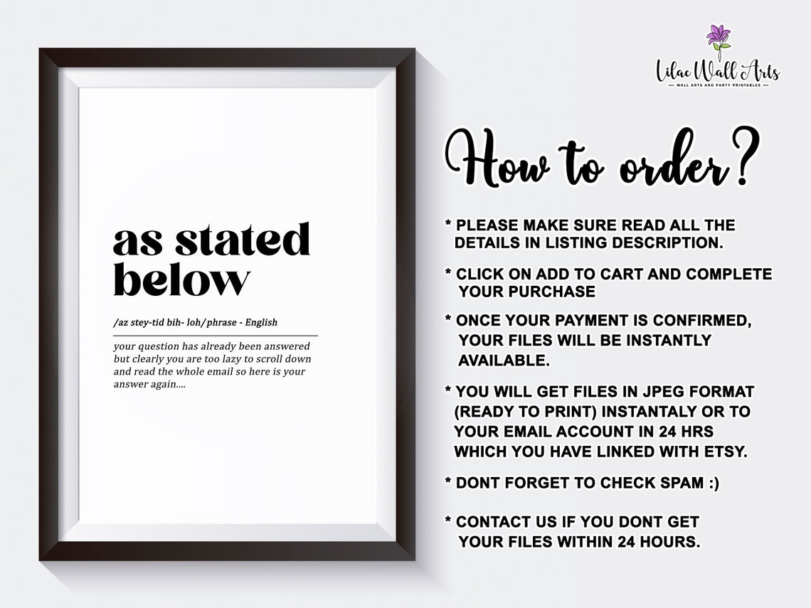 As Stated Below Funny Email Dictionary Definition Wall Print - Image 2