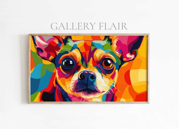 Dog Pop Art Frame Tv Art Abstract Geometric Pet Art Vibrant Colorful Art For Tv Retro Art Instant