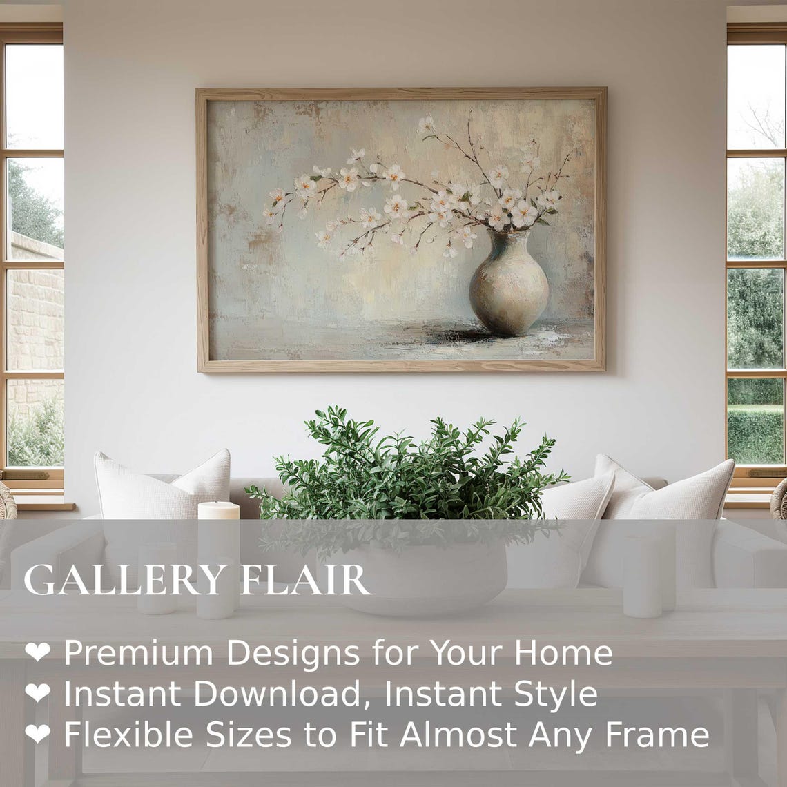 White Cherry Blossom Branches In Ceramic Vase Spring Still Life Poster - Image 2