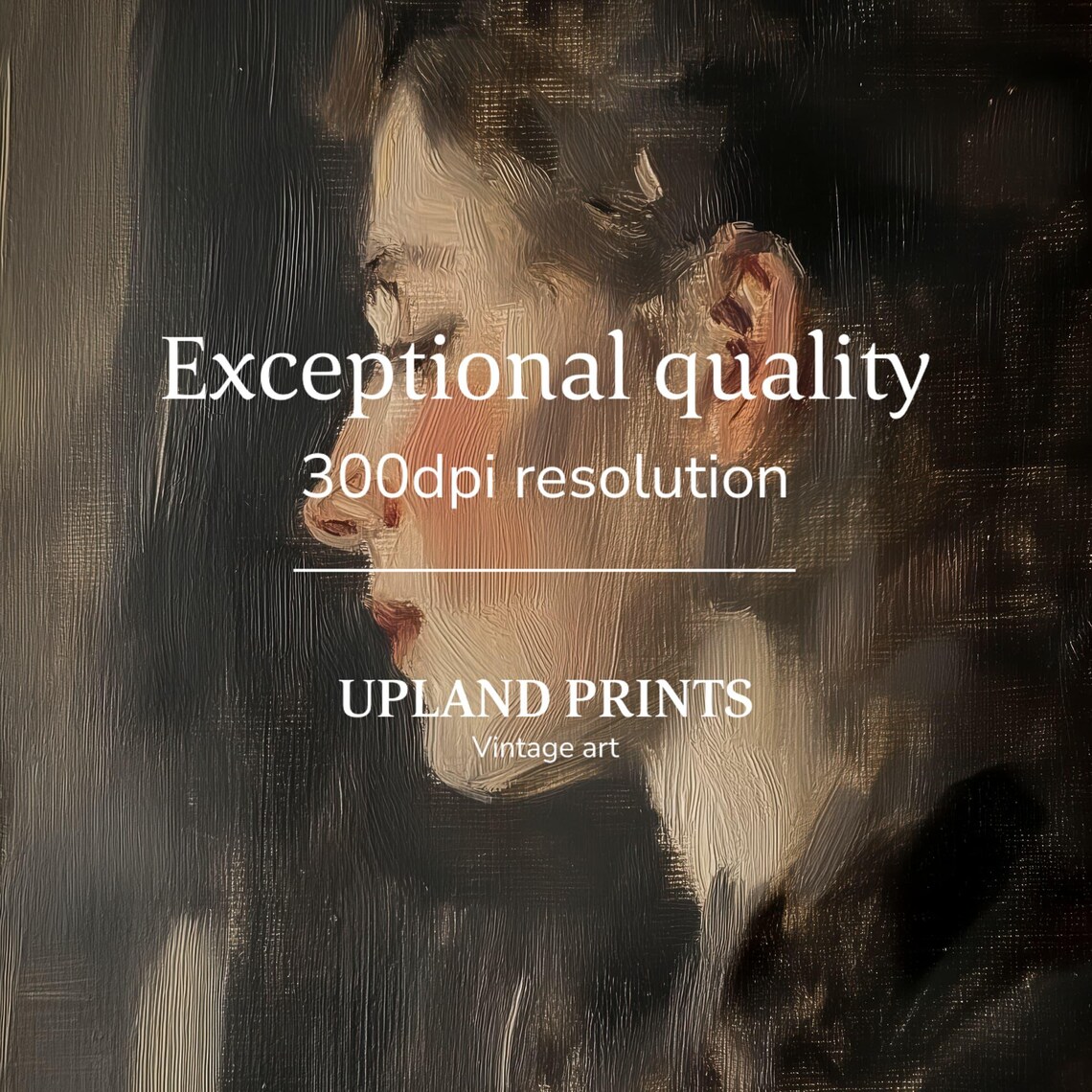 Moody Woman Profile Portrait In Dark Tones Vintage Painting Poster - Image 2