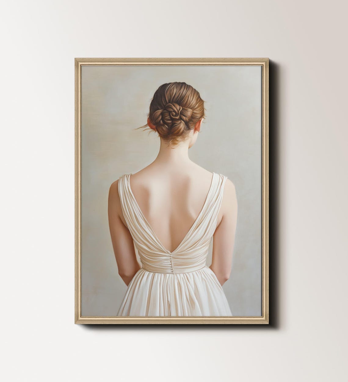 Minimalist Woman Print Neutral Portrait Painting Woman From Behind Neutral Bedroom Art Female Portrait Print Minimalist 162