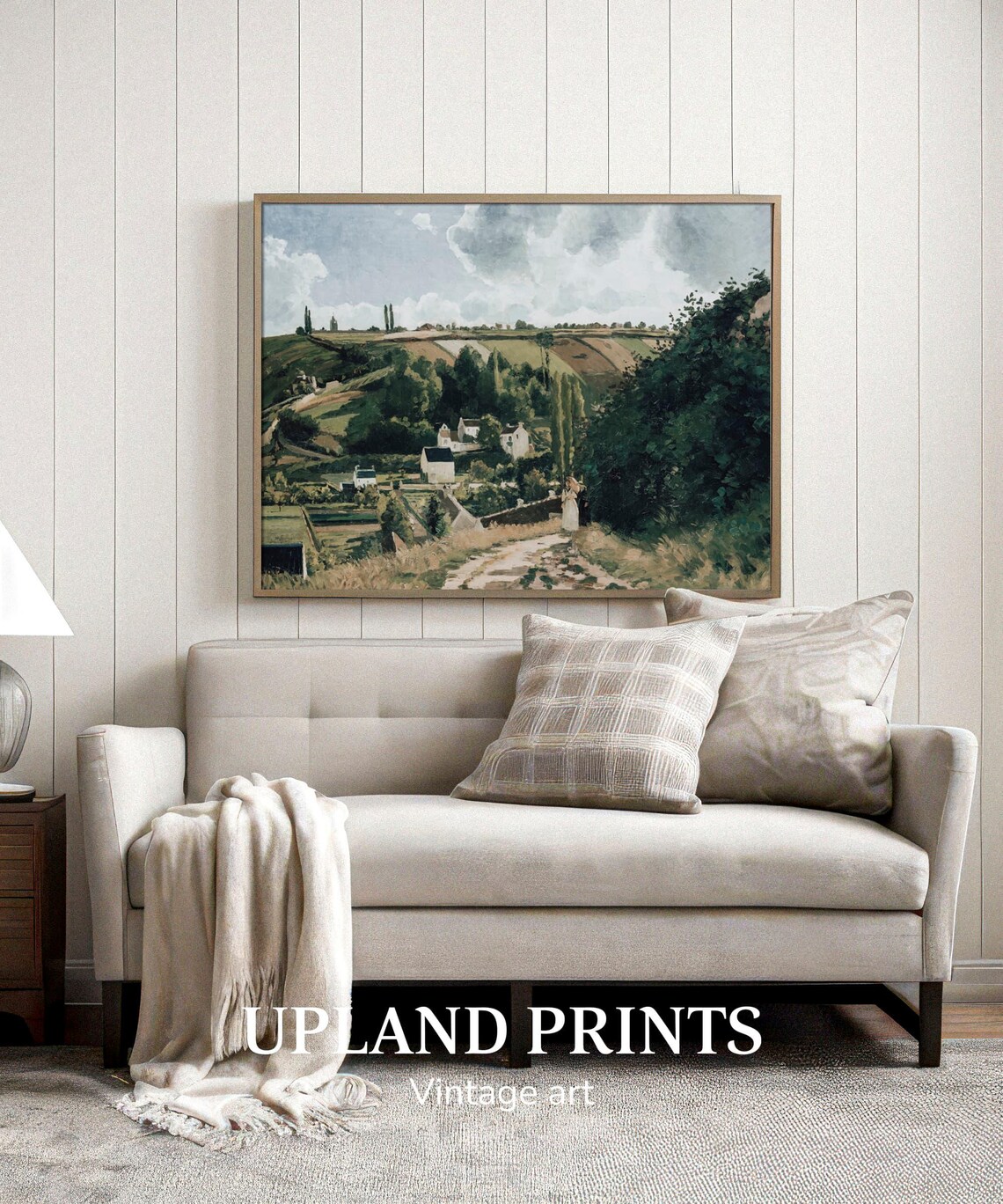 Green Landscape Oil Painting French Country Village Art Vintage Meadows Impressionist Art Gift 023 - Image 3