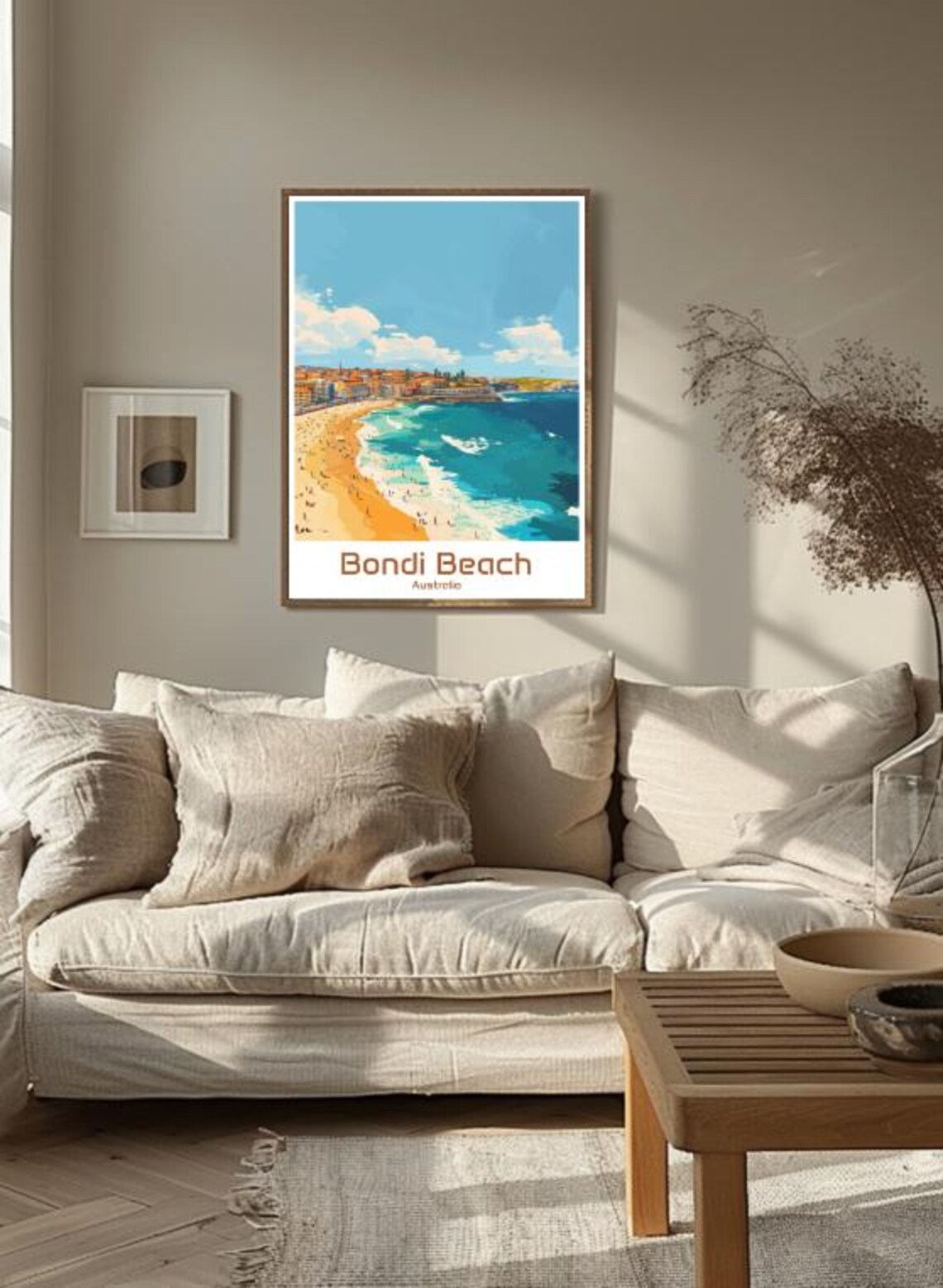 Bondi Beach Australia Turquoise Ocean Aerial Retro Travel Poster - Image 3