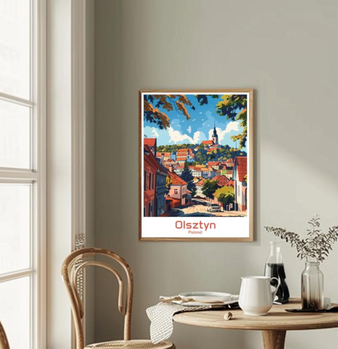 Olsztyn Poland Old Town Castle Hill Street Scene Vintage Travel Poster - Image 2