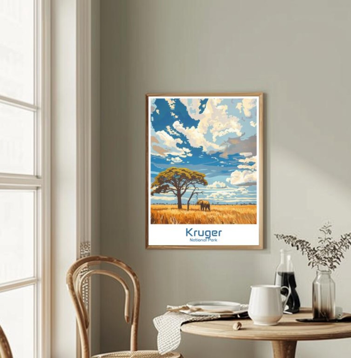 Kruger National Park Elephant under Acacia Savanna Safari Poster - Image 2