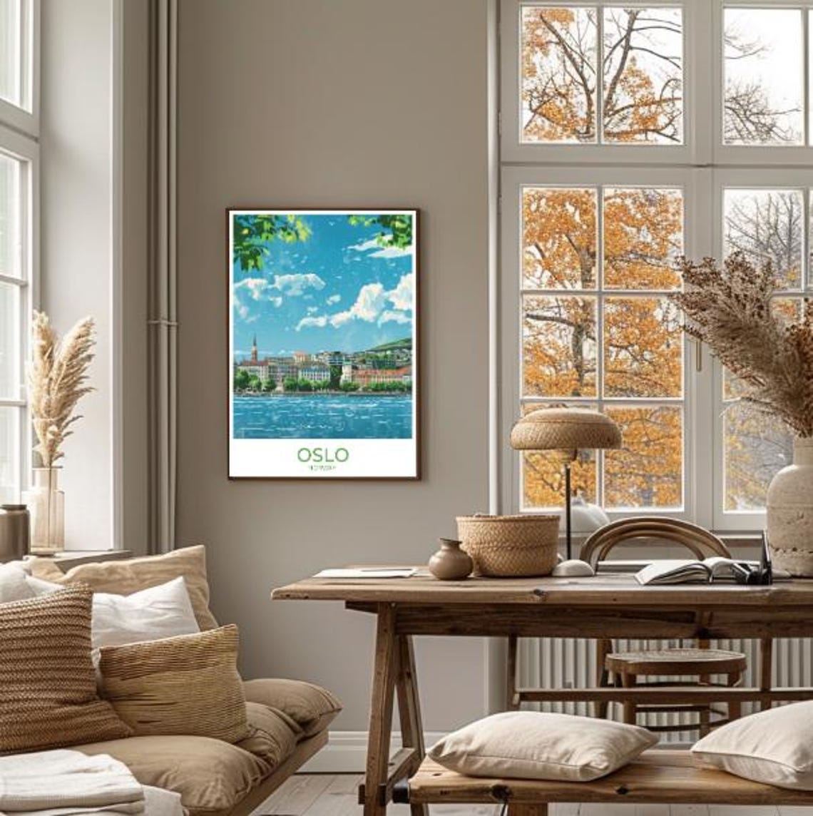 Oslo Skyline Travel Poster Modern Wall Art Of Norway Cityscape And Fjord Views Oslo Travel Print Nordic Decor Artwork - Image 4