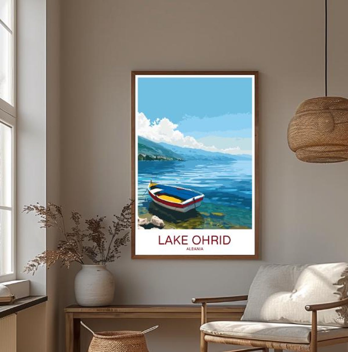 Lake Ohrid Albania Travel Poster Scenic Lake Mountain Landscape Wall Art Albanian Nature Print Travel Gift European Decor Wall Art - Image 3