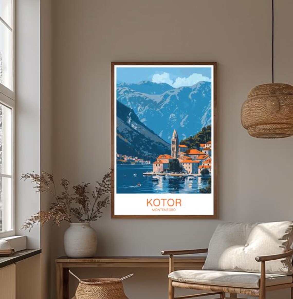 Kotor Travel Poster Montenegro Wall Art Bay Of Kotor Print Historic Cityscape Decor Balkan Travel Artwork Gift For Travelers - Image 3
