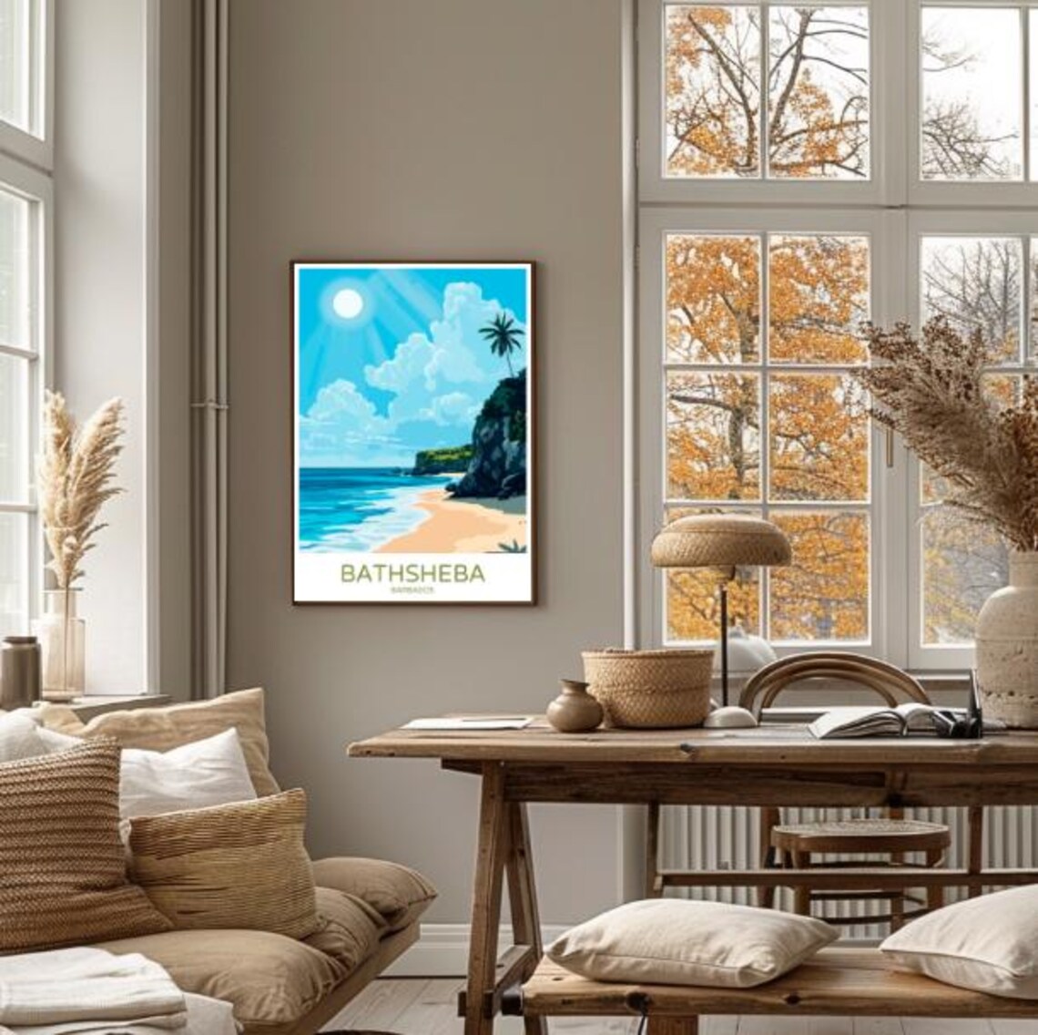 Bathsheba Barbados Caribbean Beach Palm Cliff Sunny Day Poster - Image 4