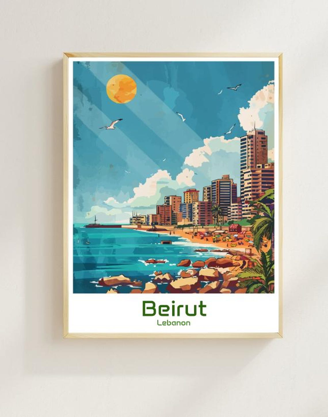 Beirut Lebanon Mediterranean Corniche Coastline Sunshine Poster