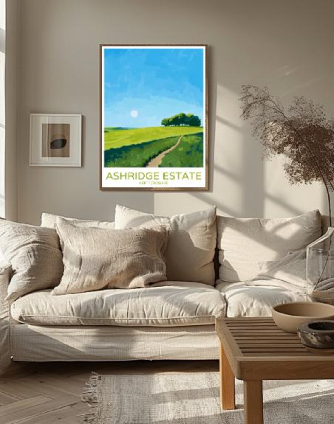 Sunny Ashridge Estate Hertfordshire Green Hill Path Travel Poster - Image 2