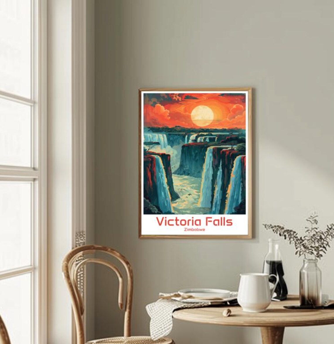 Victoria Falls Zimbabwe Sunset Waterfall Gorge Travel Poster - Image 2