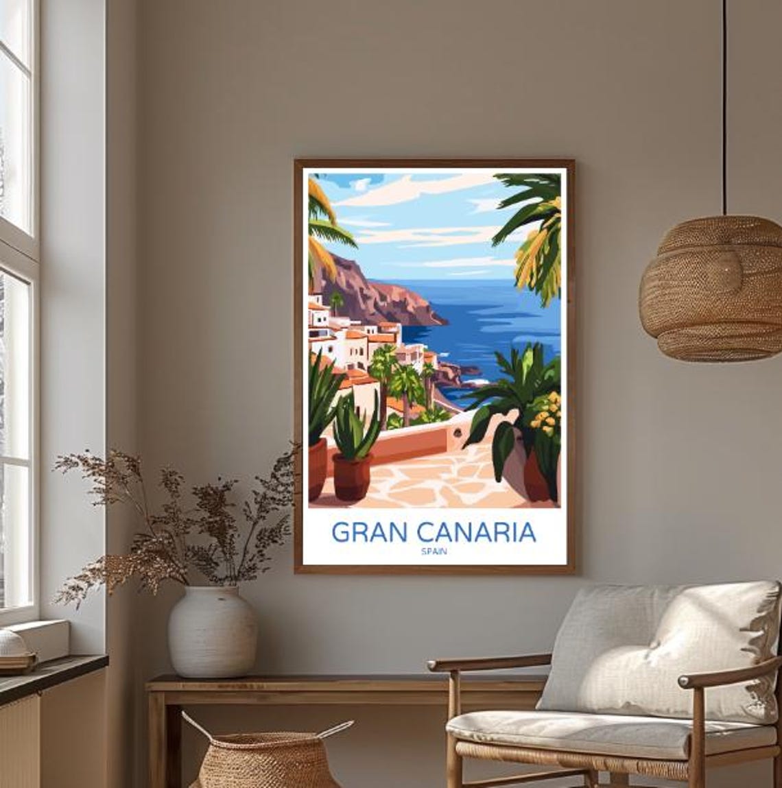 Gran Canaria Spain Terrace Overlooking Volcanic Coast Poster - Image 3