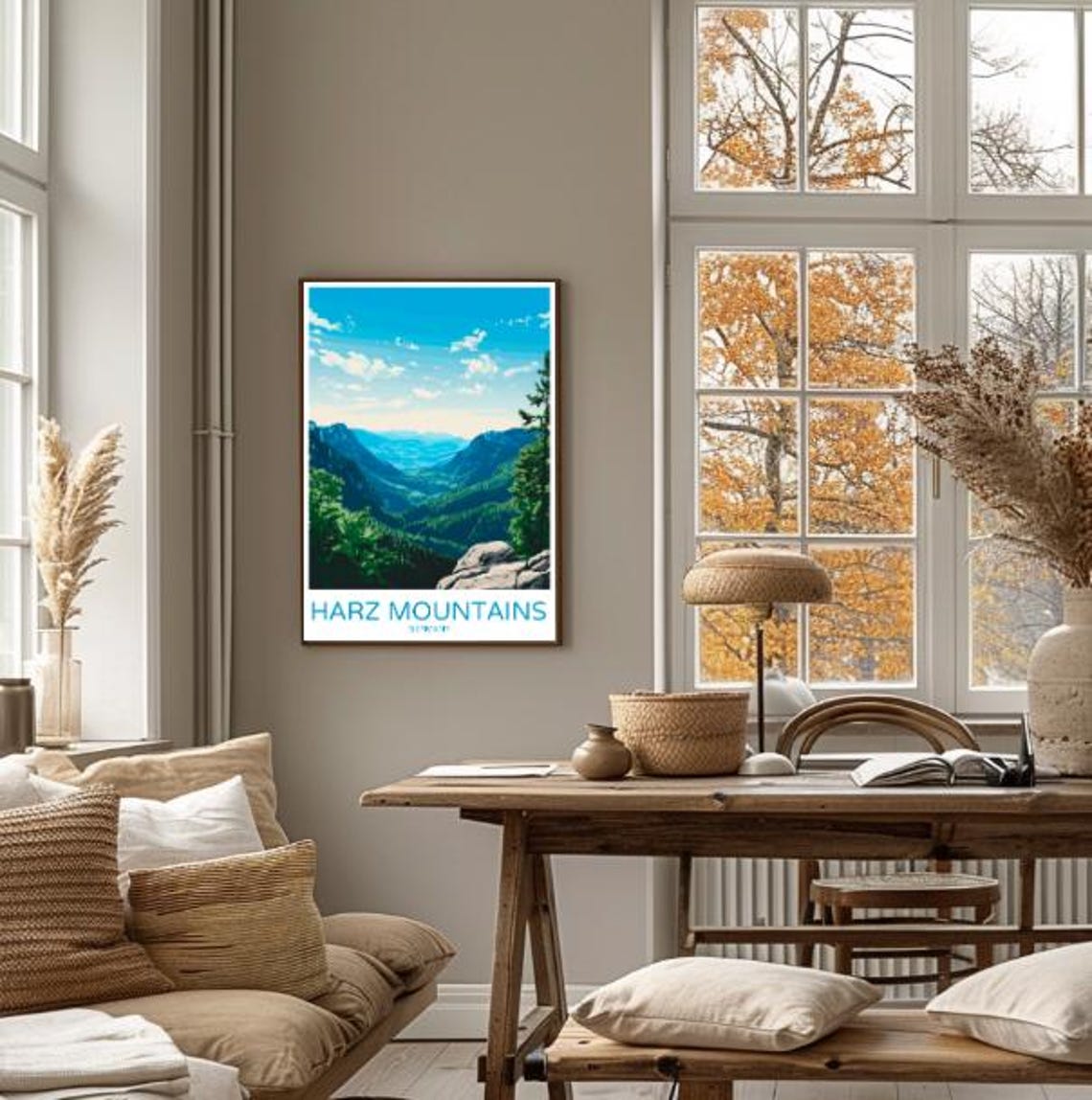 Harz Mountains Germany Forest Valley Viewpoint Panoramic Travel Poster - Image 4