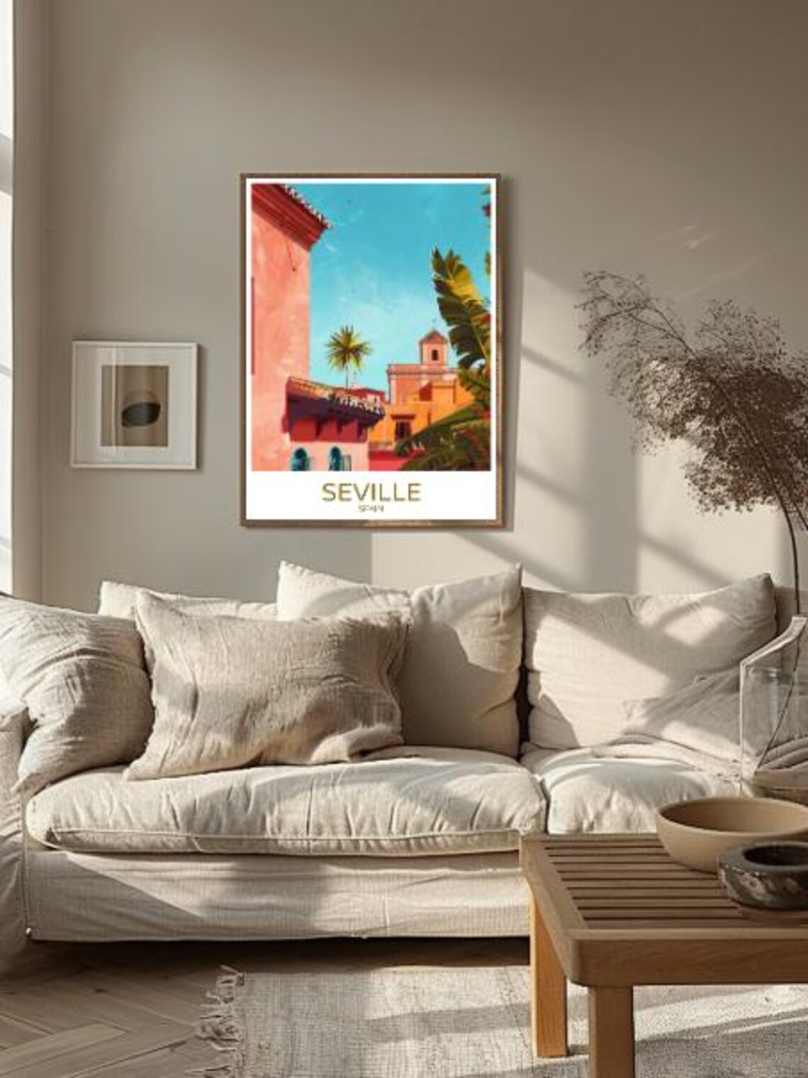 Seville Spain Old Town Courtyard With Palm And Tower Travel Poster - Image 2