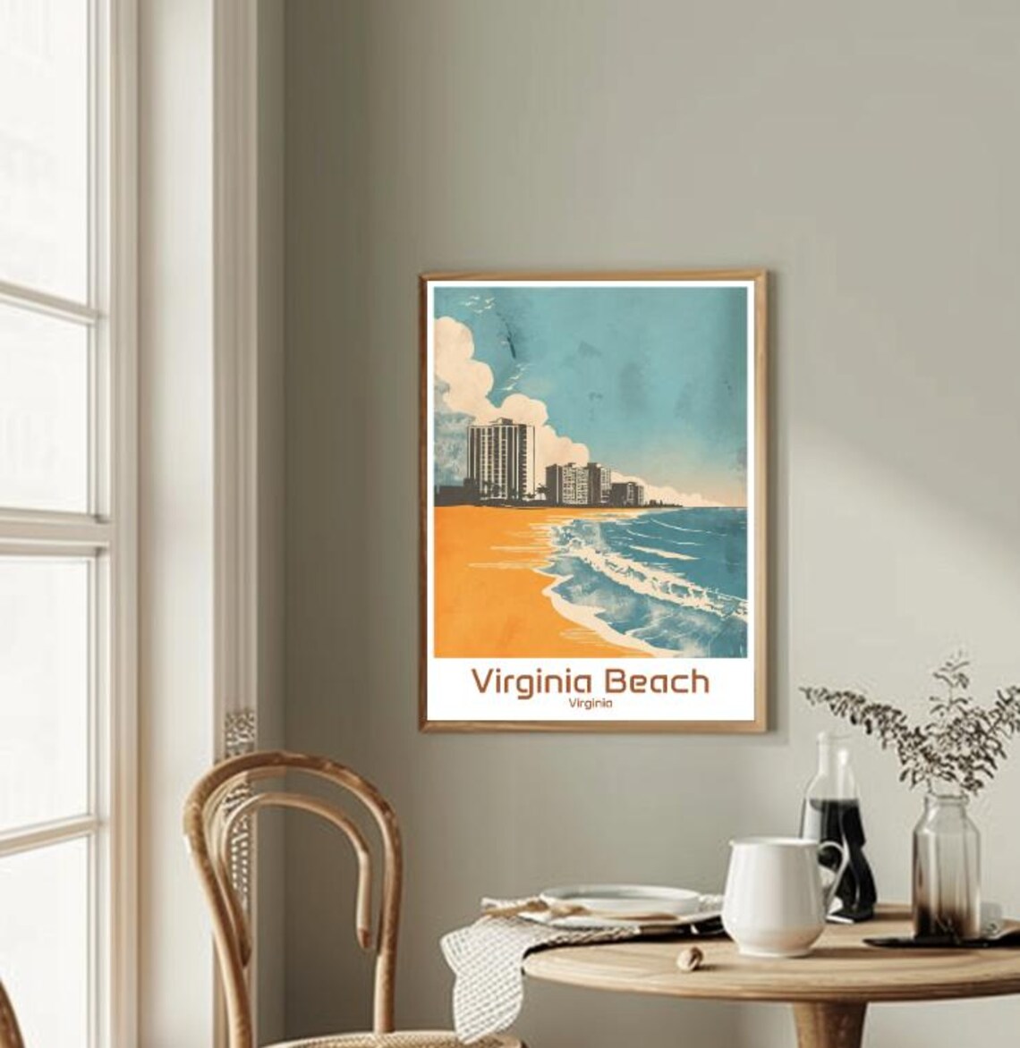 Virginia Beach Virginia Oceanfront Surf Beach Vintage Travel Poster - Image 2