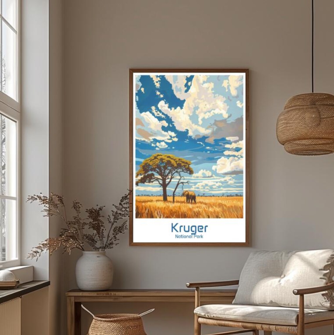 Kruger National Park Elephant under Acacia Savanna Safari Poster - Image 4