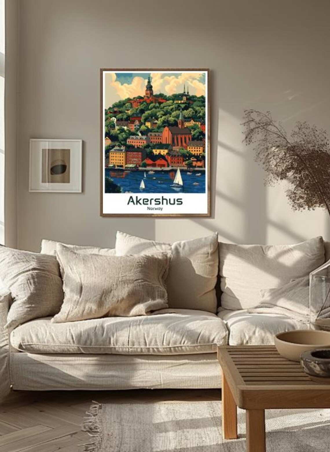Akershus Festning Oslo Hillside Town Sailboats Fjord View Poster - Image 3