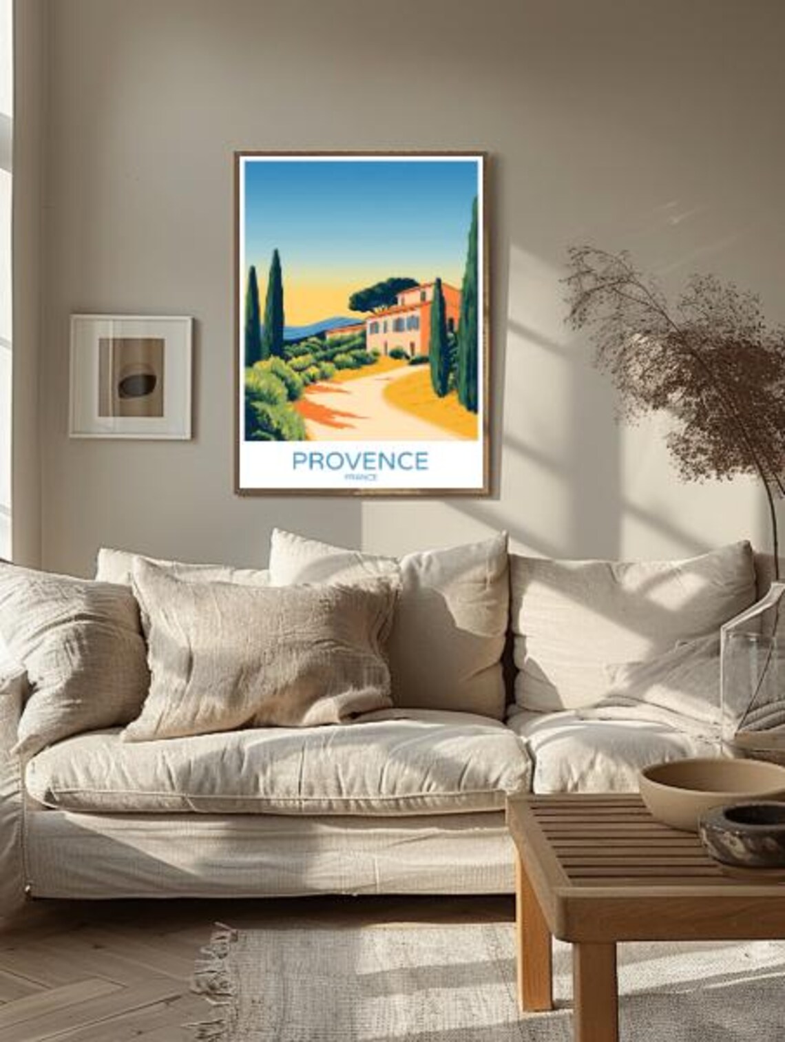 Provence France Farmhouse With Cypress Trees at Sunset Poster - Image 2