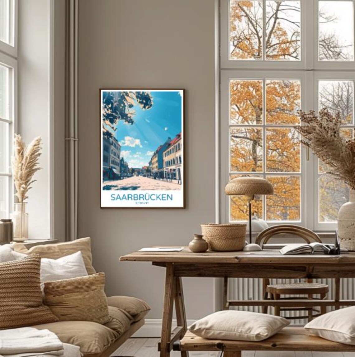 Saarbrucken Germany Sunny City Street Downtown Cityscape Travel Poster - Image 4