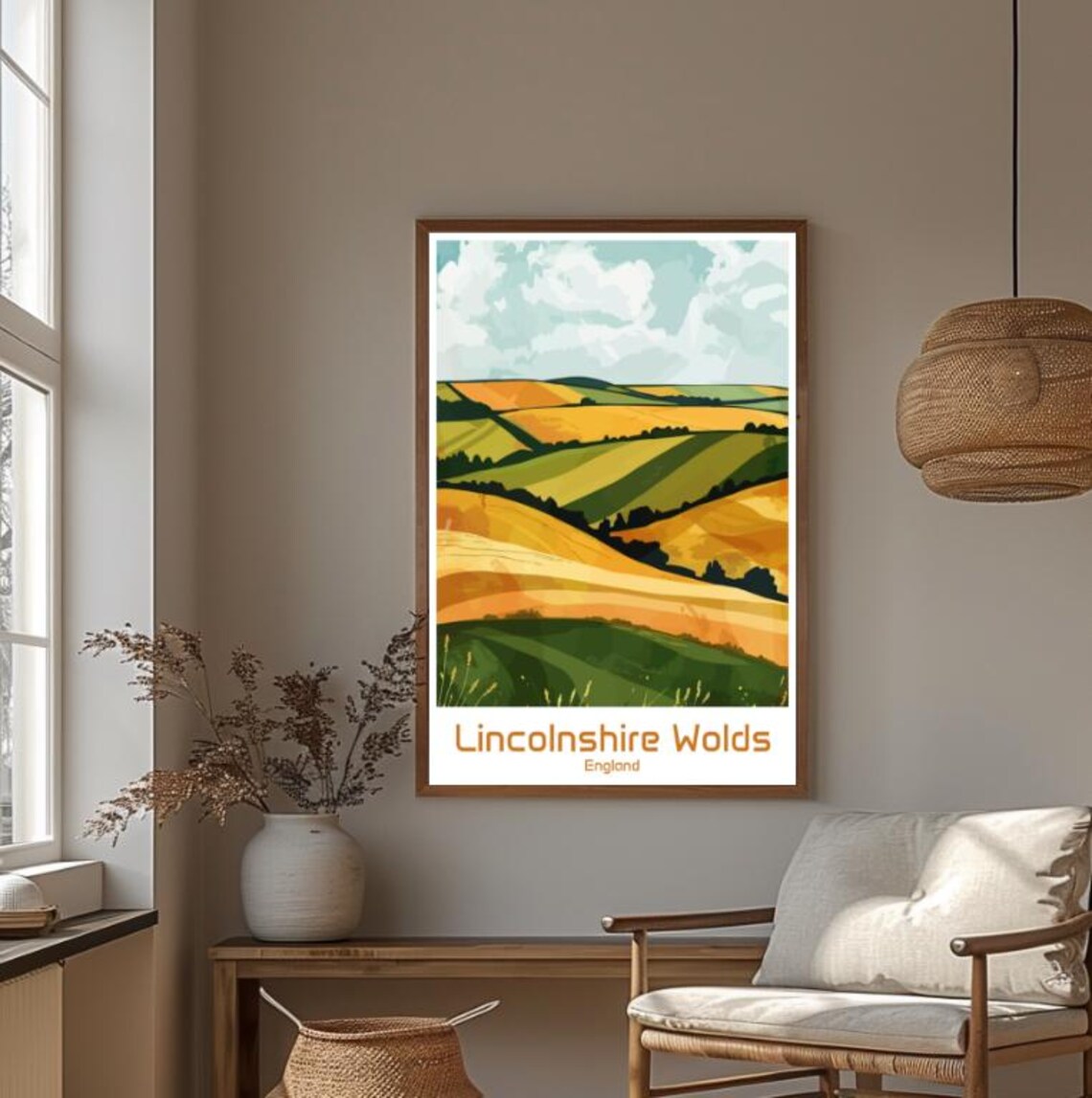 Lincolnshire Wolds England Rolling Farmland Hills Travel Poster - Image 4