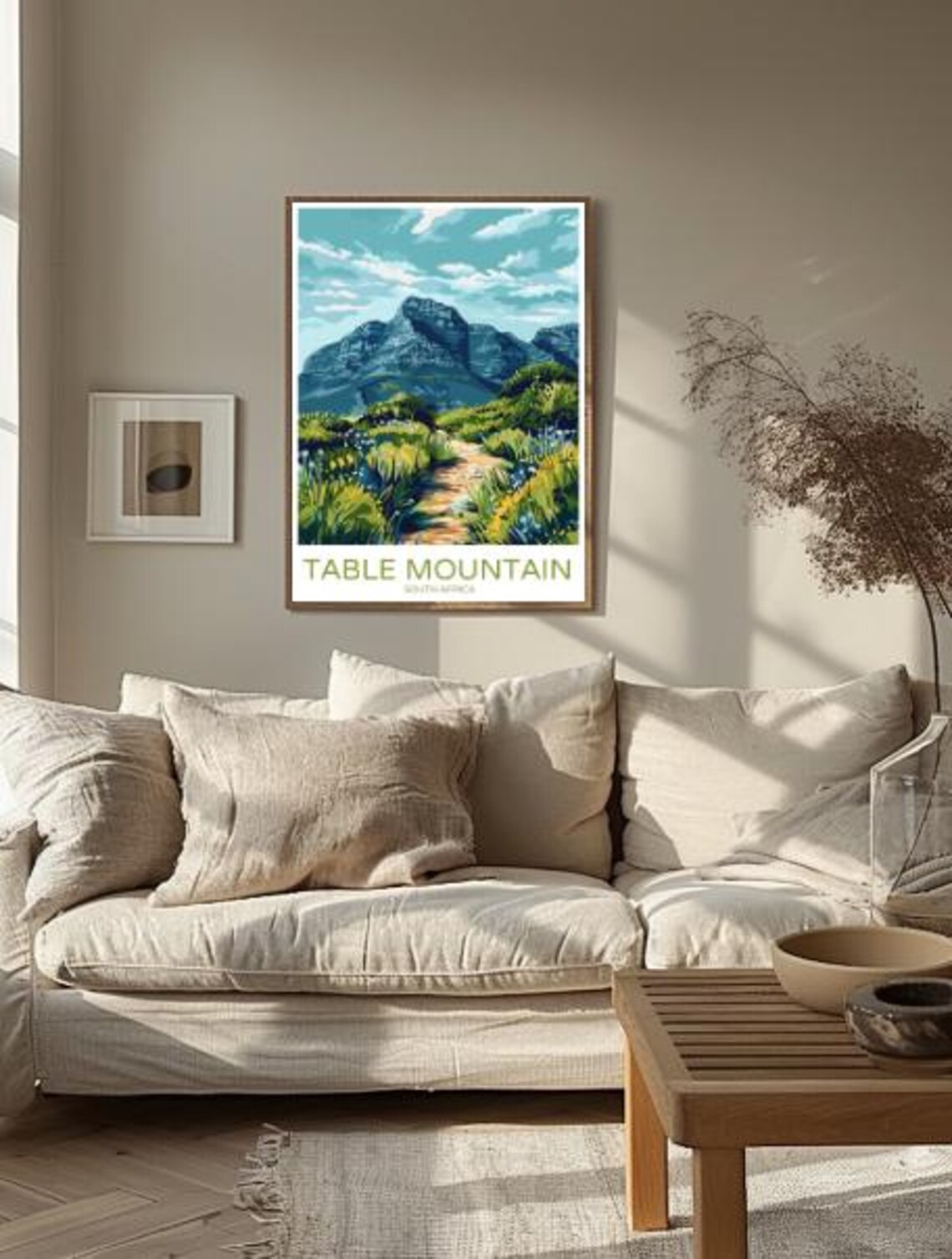 Table Mountain South Africa Hiking Trail Floral Travel Poster - Image 2