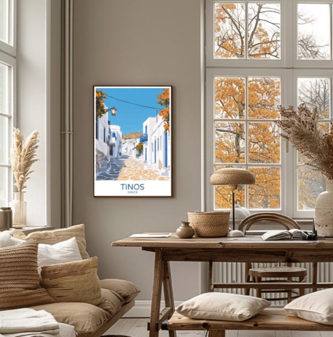 Tinos Greece Whitewashed Village Lane Cycladic Travel Poster - Image 4