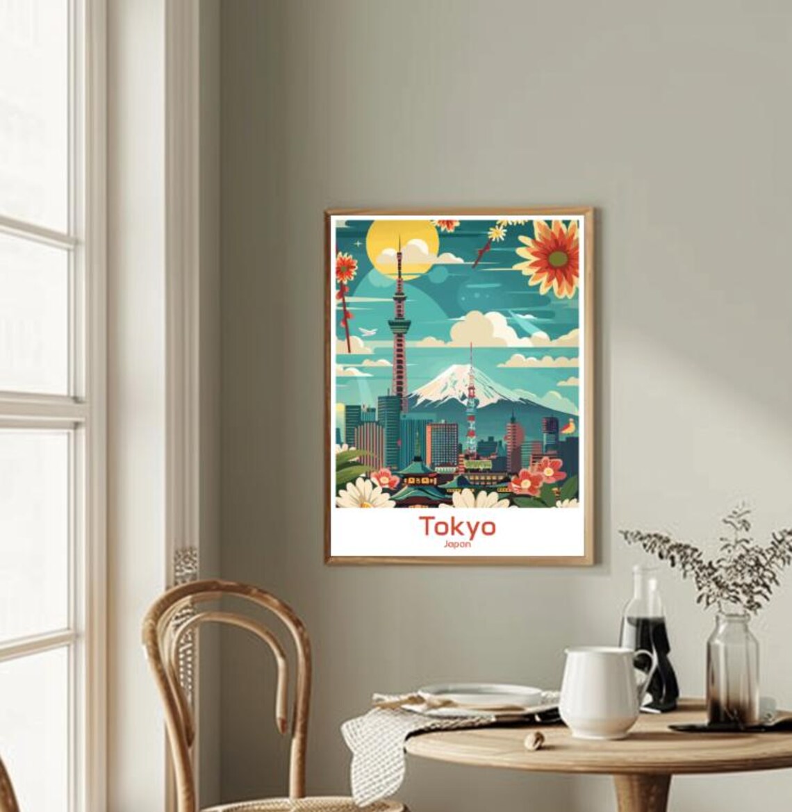 Tokyo Japan Skyline Mount Fuji Cherry Blossoms Cityscape Travel Poster - Image 2