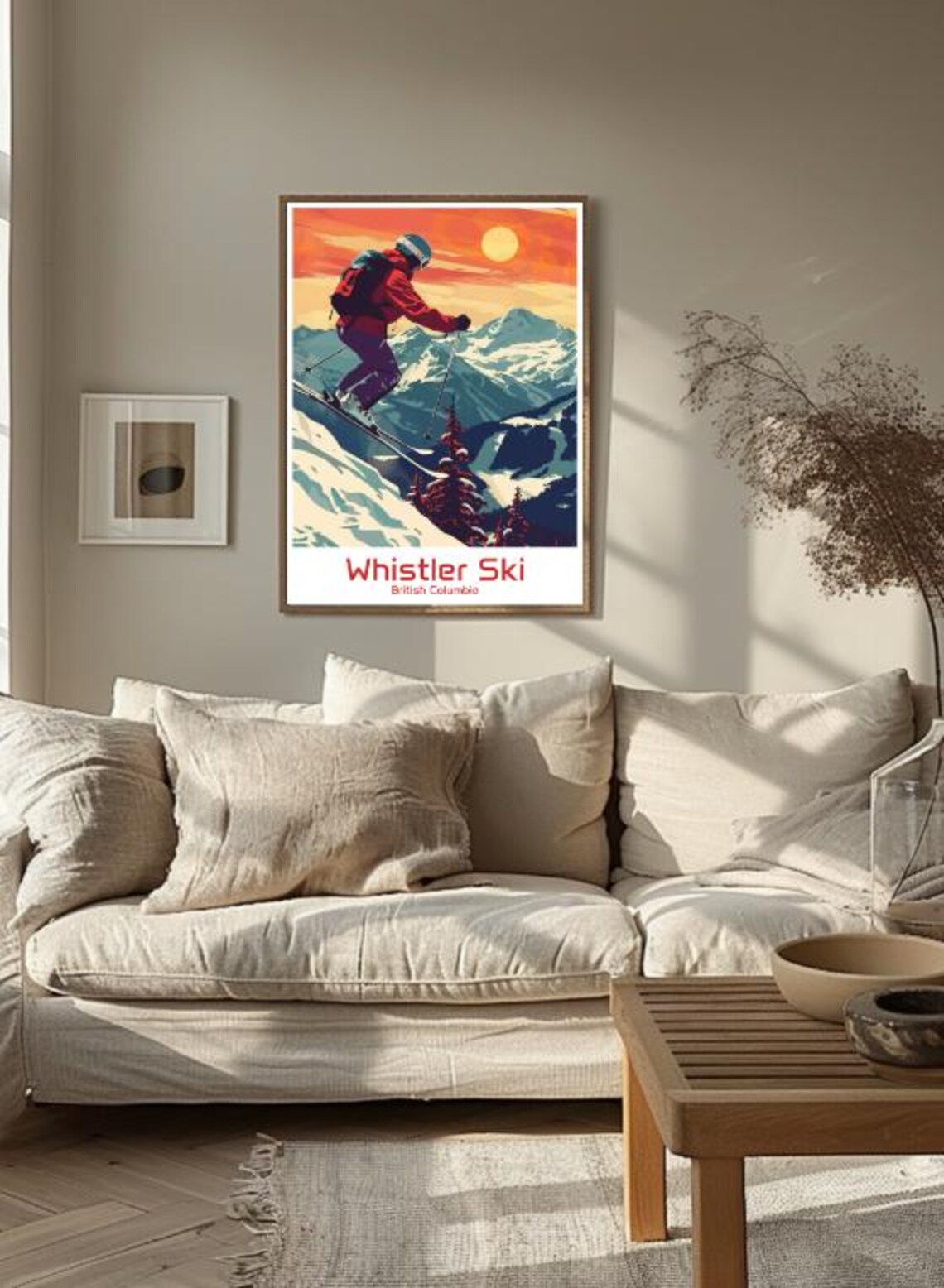 Whistler British Columbia Skier Mid Jump at Alpine Sunset Poster - Image 3