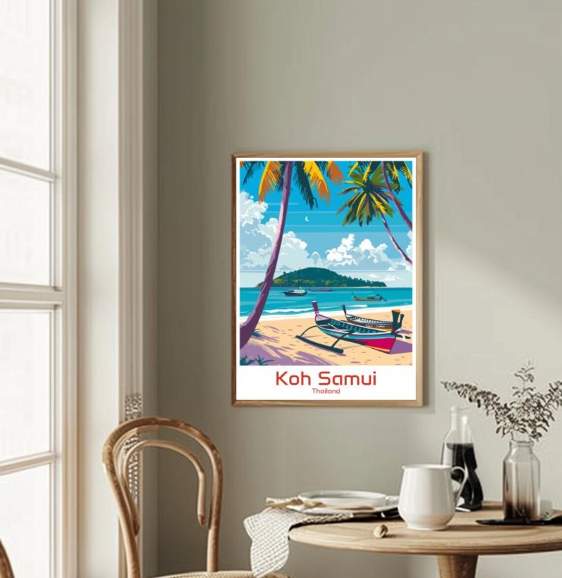Koh Samui Thailand Beach Longtail Boats Island Travel Poster - Image 2