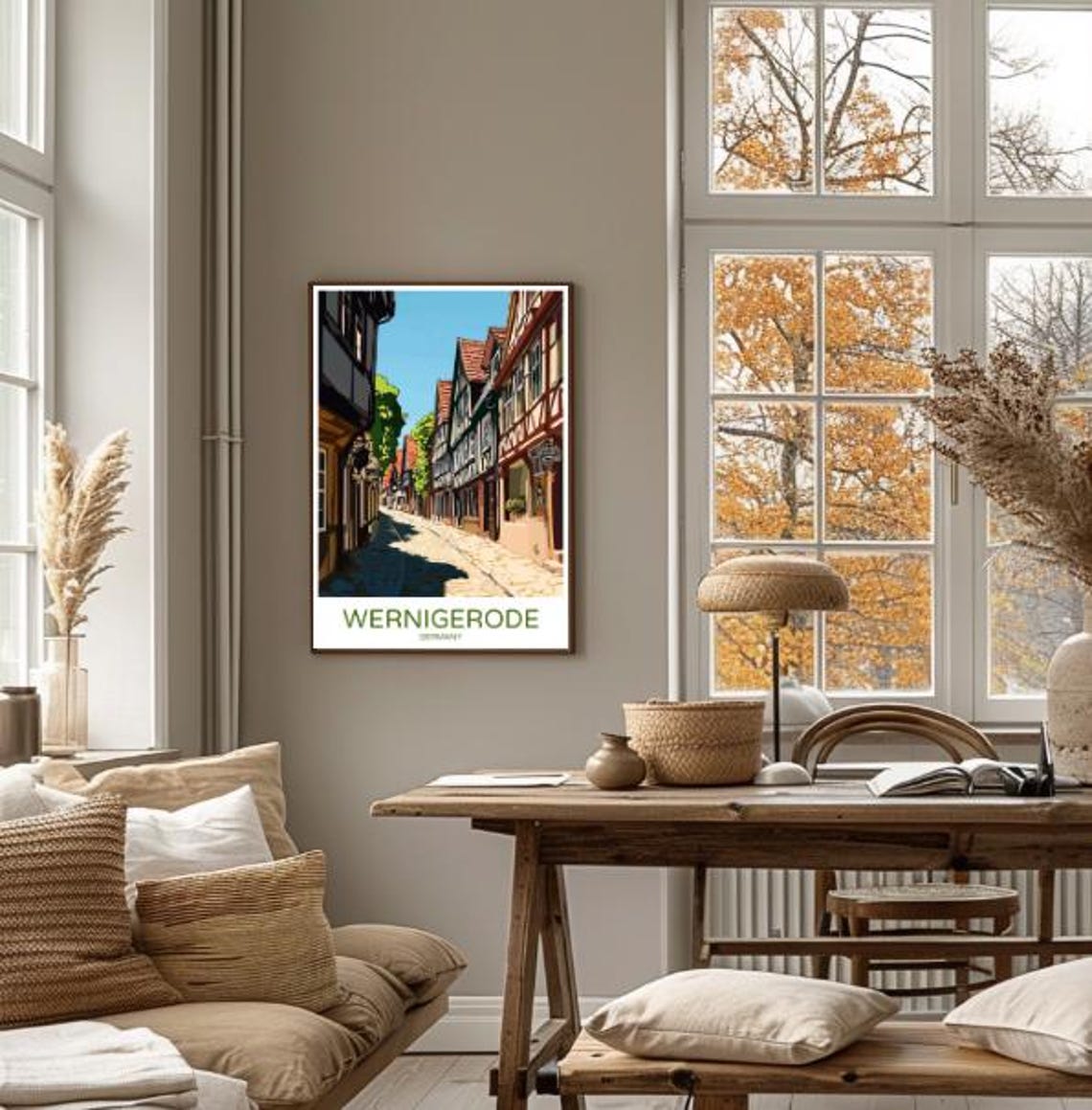 Wernigerode Germany Cobblestone Lane Timber Frame Houses Travel Poster - Image 4