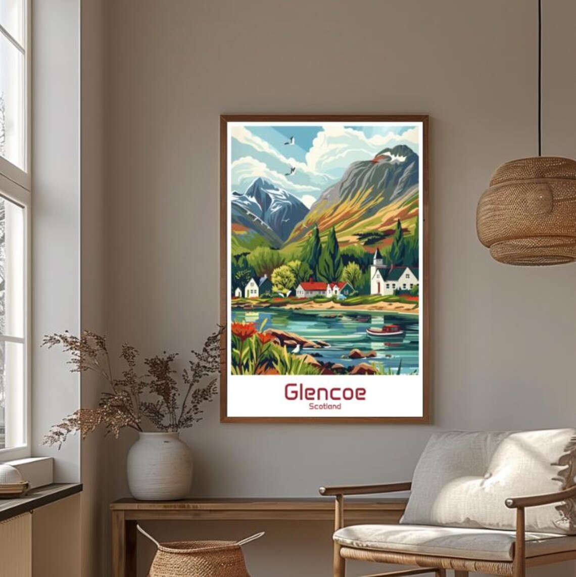 Glencoe Scotland Village Loch Snow Capped Mountains Travel Poster - Image 4