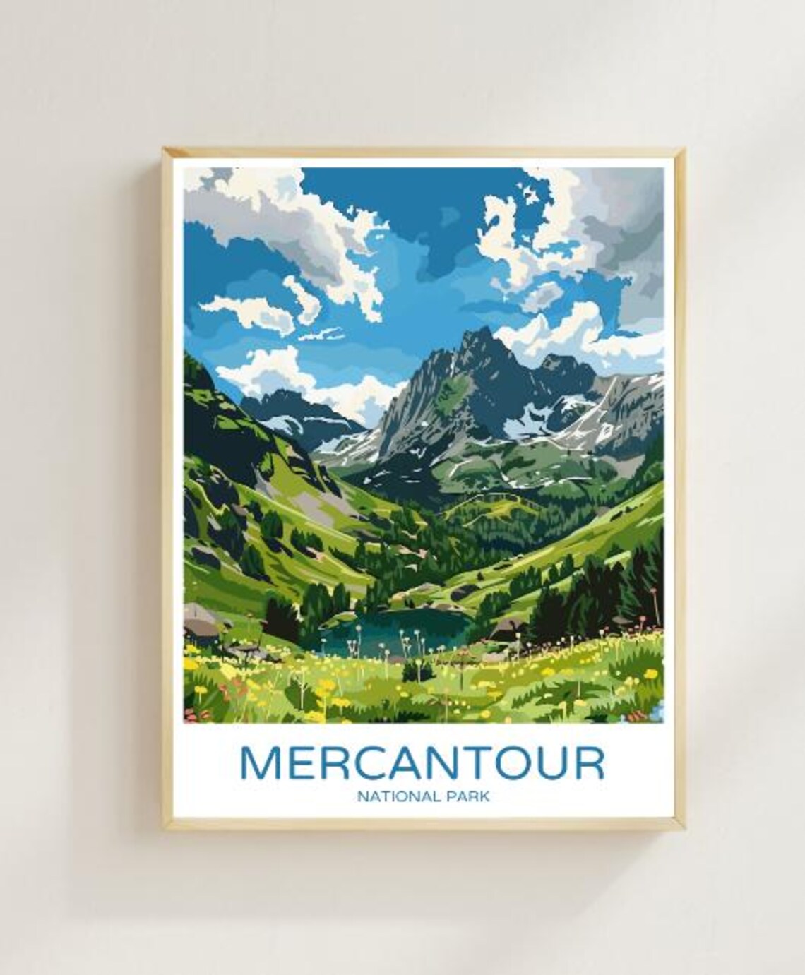 Mercantour National Park Alpine Valley and Lake Travel Poster
