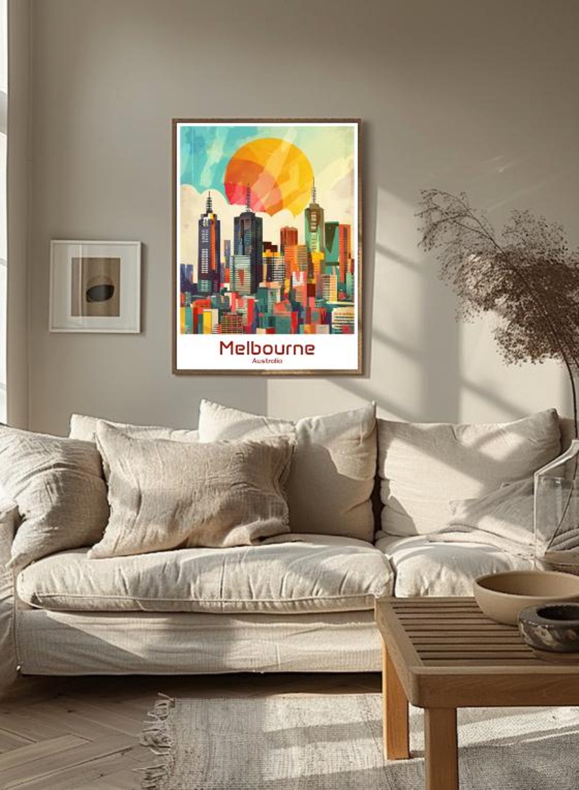 Colorful Melbourne Australia Skyline Sunset Cityscape Poster - Image 3