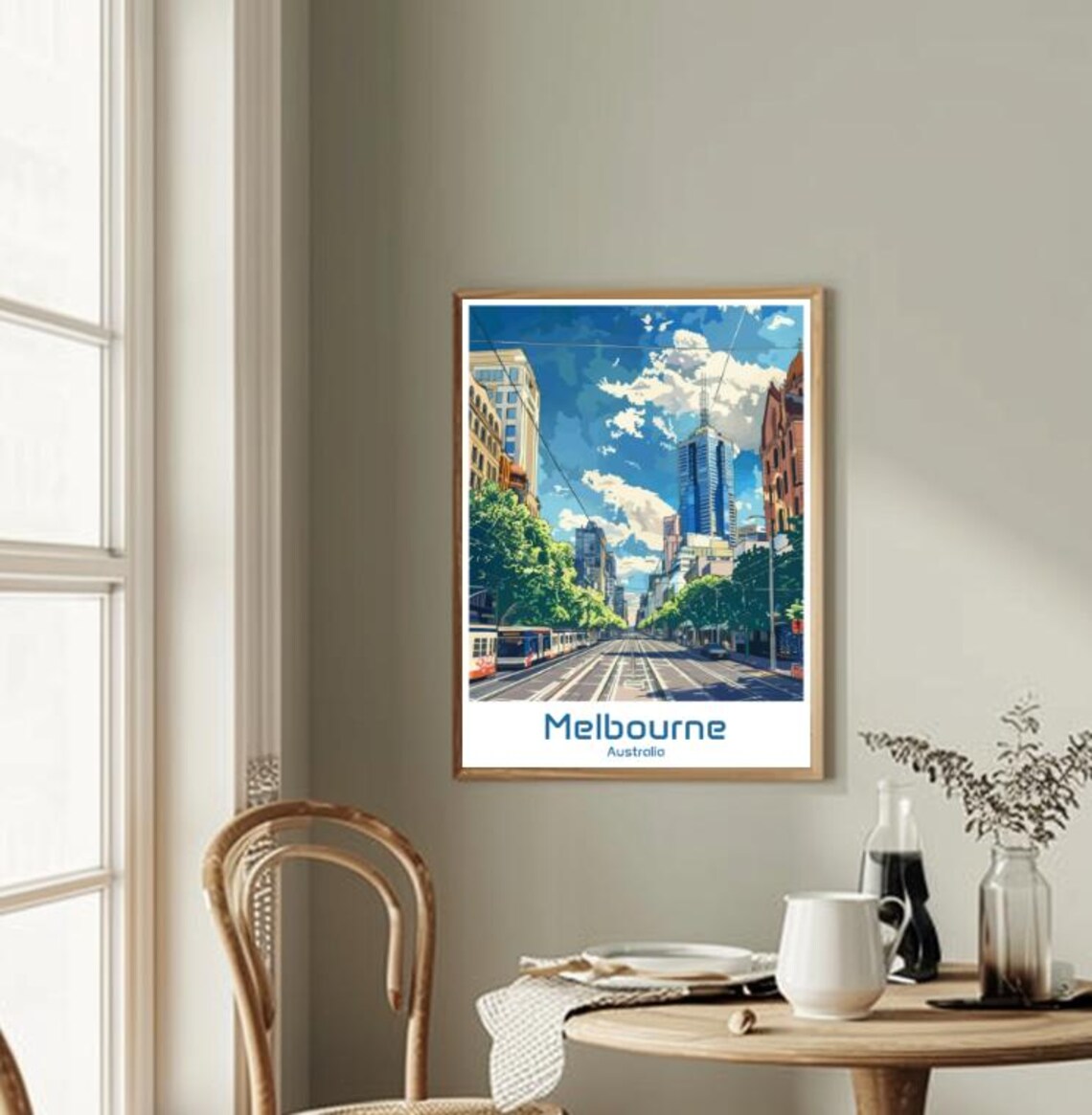 Melbourne Australia Classic Tram Street Skyline Retro Travel Poster - Image 2