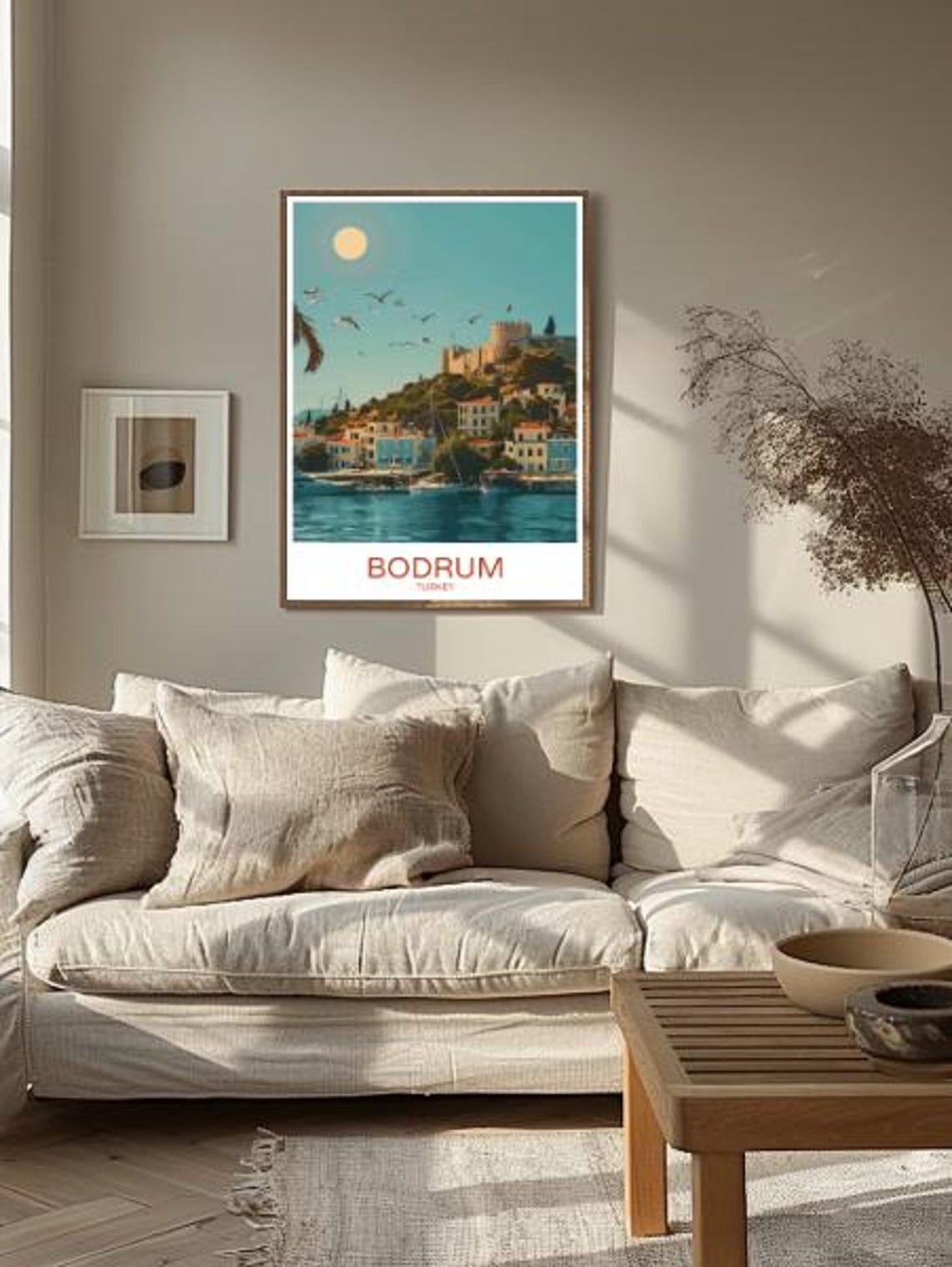 Bodrum Turkey Castle Harbor Sun Seabirds Aegean Coast Art Poster - Image 2