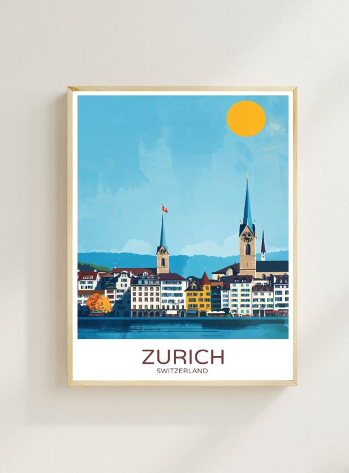 Zurich Travel Postermodern Skyline Wall Art Swiss Cityscape Print Zurich Switzerland Decor Minimalist Travel Gift Europe Artwork For Home