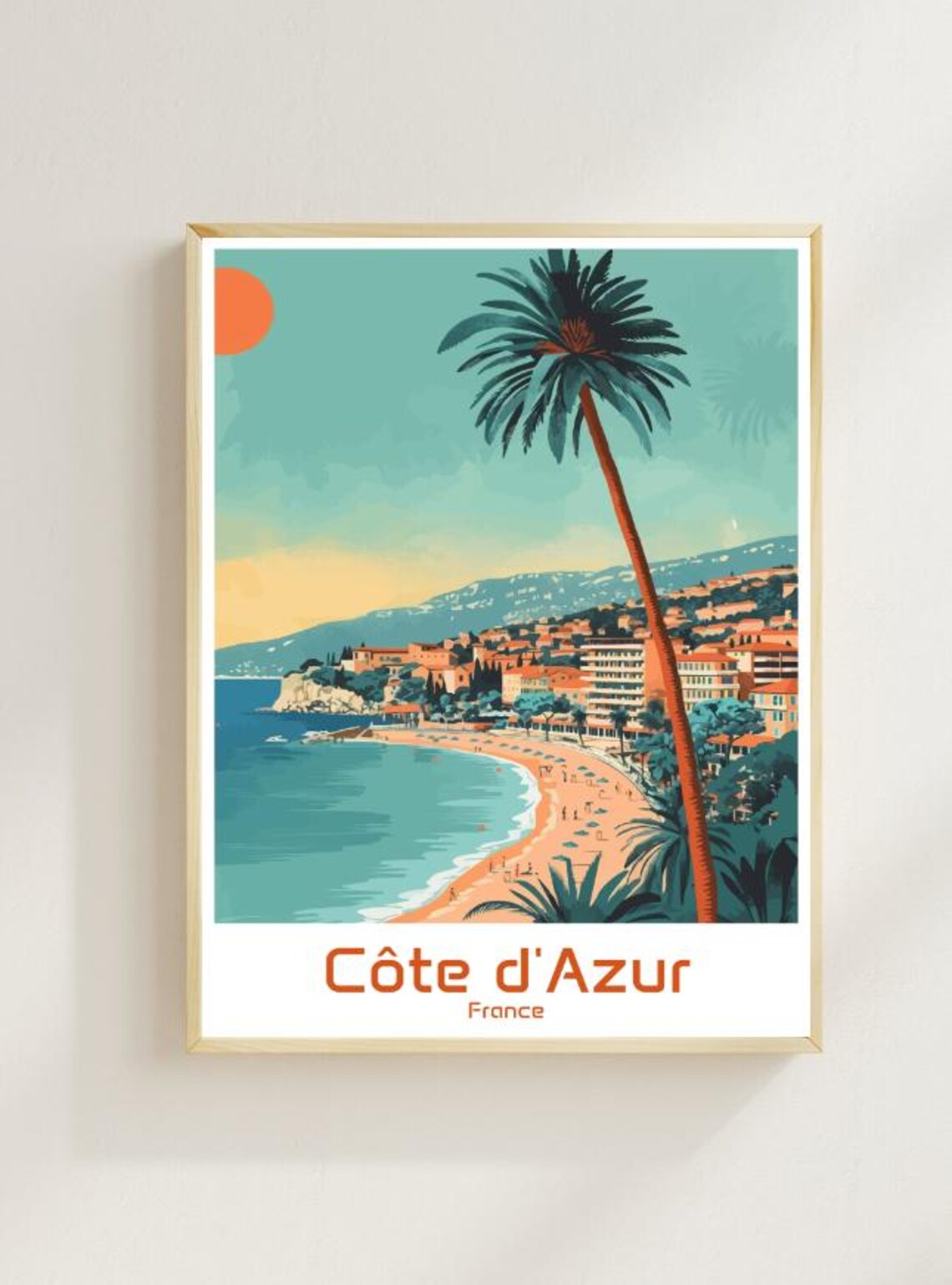 Cote d'Azur France French Riviera Beach Palm Tree Coastline Poster